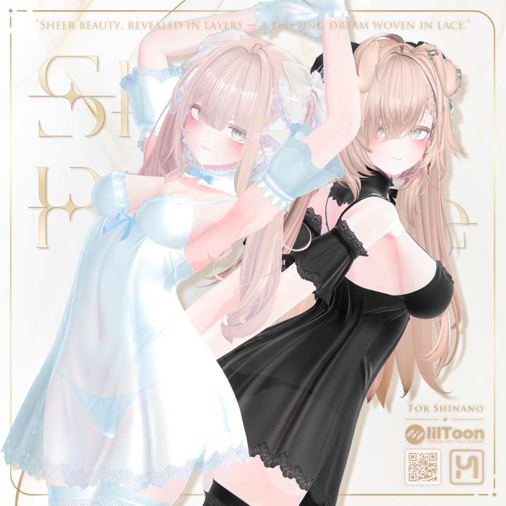 🖤Sheer Reverie🖤 しなのちゃん対応 – Babydoll Style Outfit with Shorts
